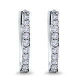 Half Eternity Simulated CZ Round Hoop Earrings 925 Sterling Silver (20mm)