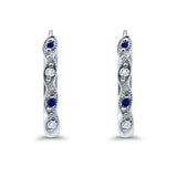 Huggie Hoop Earrings Round Simulated CZ 925 Sterling Silver (14mm)