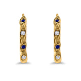 Huggie Hoop Earrings Round Simulated CZ 925 Sterling Silver (14mm)