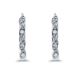 Huggie Hoop Earrings Round Simulated CZ 925 Sterling Silver (14mm)