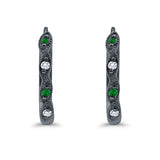 Huggie Hoop Earrings Round Simulated CZ 925 Sterling Silver (14mm)