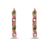 Huggie Hoop Earrings Round Simulated CZ 925 Sterling Silver (14mm)