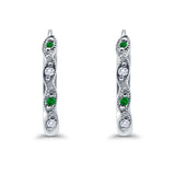 Huggie Hoop Earrings Round Simulated CZ 925 Sterling Silver (14mm)