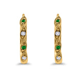 Huggie Hoop Earrings Round Simulated CZ 925 Sterling Silver (14mm)