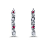 Huggie Hoop Earrings Round Simulated CZ 925 Sterling Silver (14mm)