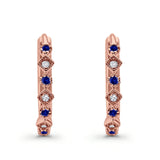 Art Deco Huggie Hoop Earrings Round Simulated CZ 925 Sterling Silver (18mm)