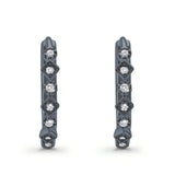 Art Deco Huggie Hoop Earrings Round Simulated CZ 925 Sterling Silver (18mm)