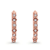 Art Deco Huggie Hoop Earrings Round Simulated CZ 925 Sterling Silver (18mm)