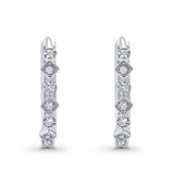 Art Deco Huggie Hoop Earrings Round Simulated CZ 925 Sterling Silver (18mm)