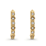 Art Deco Huggie Hoop Earrings Round Simulated CZ 925 Sterling Silver (18mm)