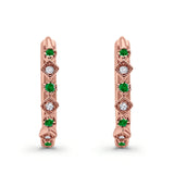 Art Deco Huggie Hoop Earrings Round Simulated CZ 925 Sterling Silver (18mm)