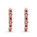 Art Deco Huggie Hoop Earrings Round Simulated CZ 925 Sterling Silver (18mm)