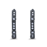 Half Eternity Hoop Earrings Simulated CZ Round 925 Sterling Silver (19mm)