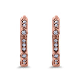 Half Eternity Hoop Earrings Simulated CZ Round 925 Sterling Silver (19mm)