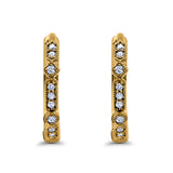Half Eternity Hoop Earrings Simulated CZ Round 925 Sterling Silver (19mm)