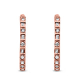 Full Eternity Simulated CZ Baguette Round Hoop Earrings 925 Sterling Silver (23mm)