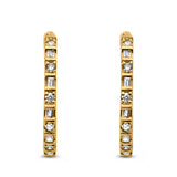 Full Eternity Simulated CZ Baguette Round Hoop Earrings 925 Sterling Silver (23mm)