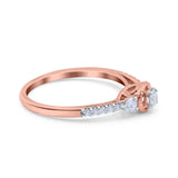 14K Gold 0.31ct Three Stone Vintage Round 5mm G SI Diamond Engagement Band Wedding Ring