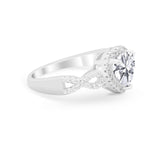 Heart Promise Ring Round Simulated Cubic Zirconia  925 Sterling Silver