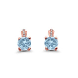 Stud Earrings Wedding Round Simulated CZ 925 Sterling Silver (9mm)