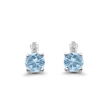 Stud Earrings Wedding Round Simulated CZ 925 Sterling Silver (9mm)