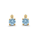 Stud Earrings Wedding Round Simulated CZ 925 Sterling Silver (9mm)