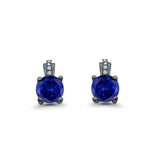 Stud Earrings Wedding Round Simulated CZ 925 Sterling Silver (9mm)