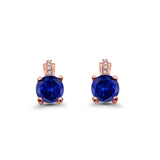 Stud Earrings Wedding Round Simulated CZ 925 Sterling Silver (9mm)