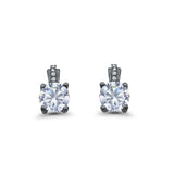 Stud Earrings Wedding Round Simulated CZ 925 Sterling Silver (9mm)