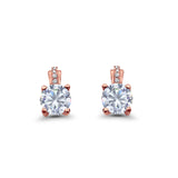 Stud Earrings Wedding Round Simulated CZ 925 Sterling Silver (9mm)