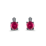 Stud Earrings Wedding Round Simulated CZ 925 Sterling Silver (9mm)