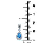 Halo Teardrop Pendant Simulated Cubic Zirconia 925 Sterling Silver (26mm)