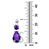 Teardrop Cat Pendant Charm Pear Simulated Cubic Zirconia 925 Sterling Silver