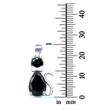 Teardrop Cat Pendant Charm Pear Simulated Cubic Zirconia 925 Sterling Silver