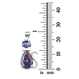 Teardrop Cat Pendant Charm Pear Simulated Cubic Zirconia 925 Sterling Silver