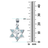 Lab Created Opal Star of David with Cross 925 Sterling Silver Charm Pendant