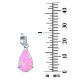 Pear Shape Lab Created Opal & Simulated Cubic Zirconia 925 Sterling Silver Charm Pendant
