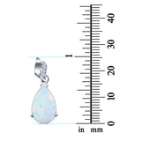 Pear Shape Lab Created Opal & Simulated Cubic Zirconia 925 Sterling Silver Charm Pendant