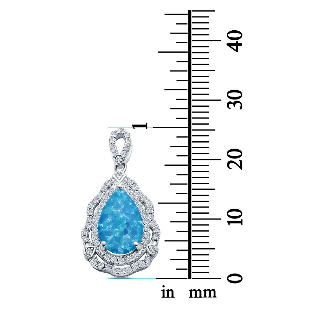Pear Shape Lab Created Opal & Cubic Zirconia 925 Sterling