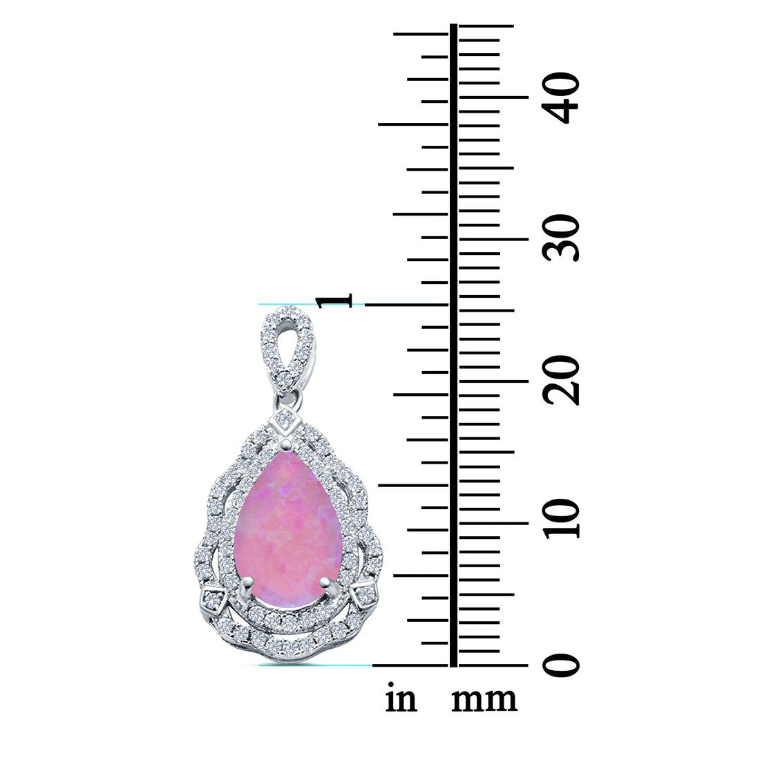 Pear Shape Lab Created Opal & Cubic Zirconia 925 Sterling