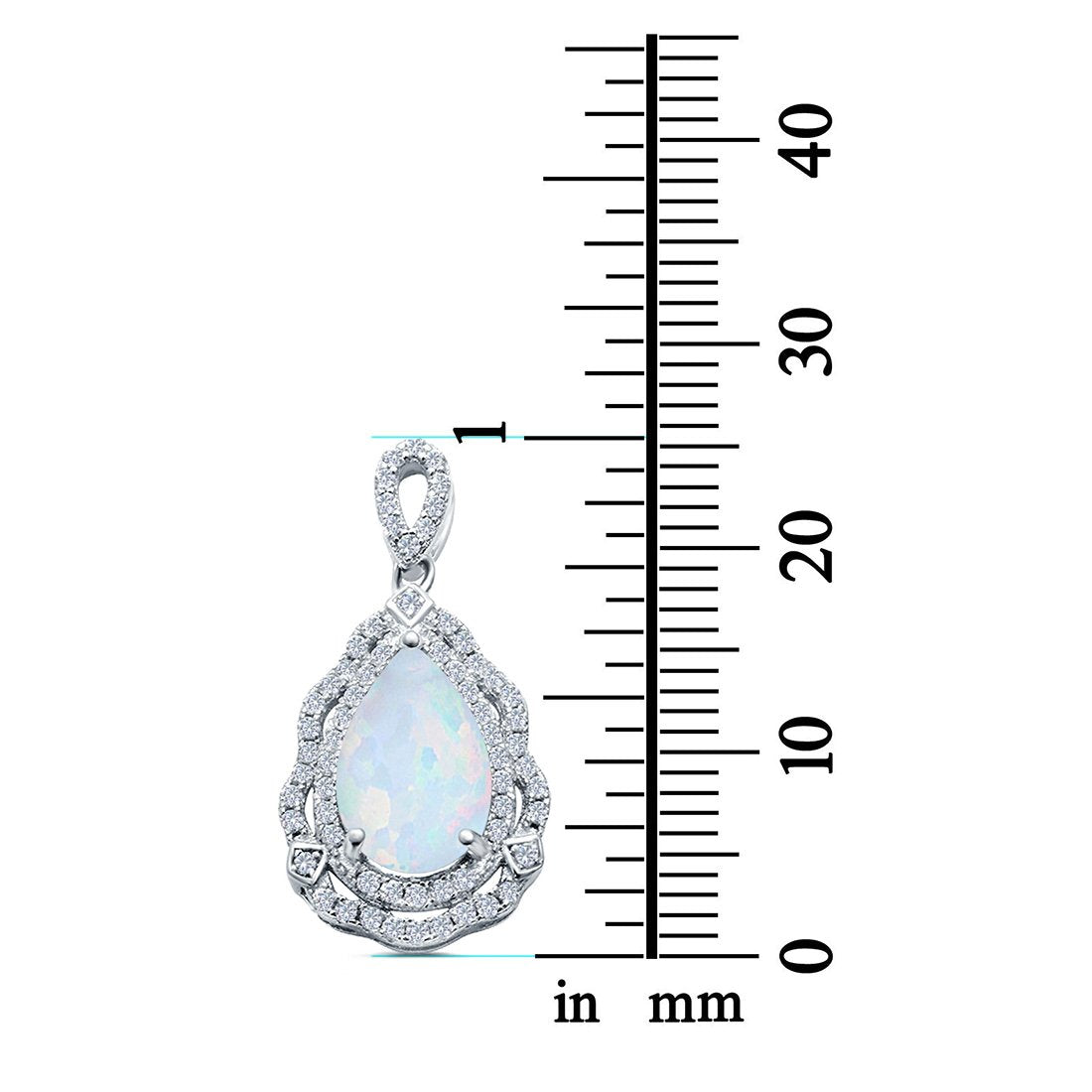 Pear Shape Lab Created Opal & Cubic Zirconia 925 Sterling