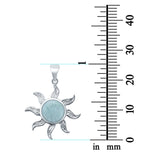 Lab Created Opal Sun Surf Celestial Sun 925 Sterling Silver Charm Pendant