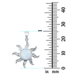 Lab Created Opal Sun Surf Celestial Sun 925 Sterling Silver Charm Pendant