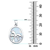 Solid Lab Created Opal with Palm Tree Design .925 Sterling Silver Charm Pendant