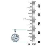 Lab Created Opal Two Starfish Round 925 Sterling Silver Charm Pendant