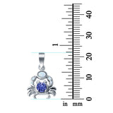 Crab Charm Pendant Simulated Tanzanite Lab Created Opal 925 Sterling Silver