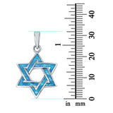 Lab Created Opal Star of David Charm Pendant .925 Sterling Silver