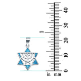 Lab Created Opal Jewish Star Of David 925 Sterling Silver Charm Pendant