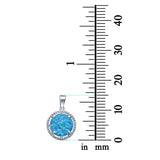 Lab Created Opal Round Cubic Zirconia 925 Sterling Silver Charm Pendant