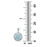 Lab Created Opal Round Cubic Zirconia 925 Sterling Silver Charm Pendant